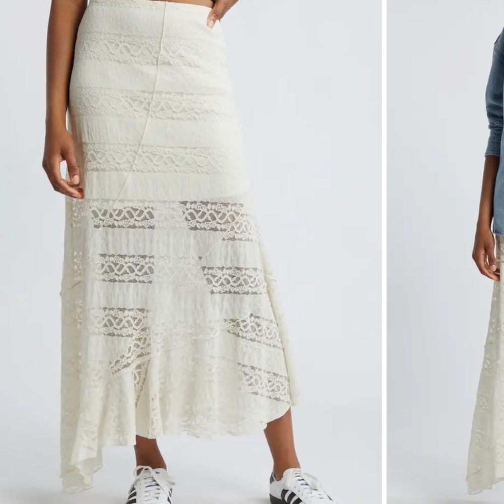 White lace midi skirt